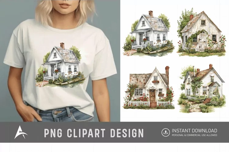 Watercolor Farmhouse Clipart