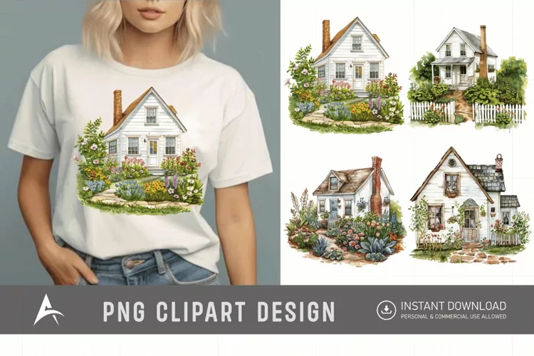 Watercolor Farmhouse Clipart