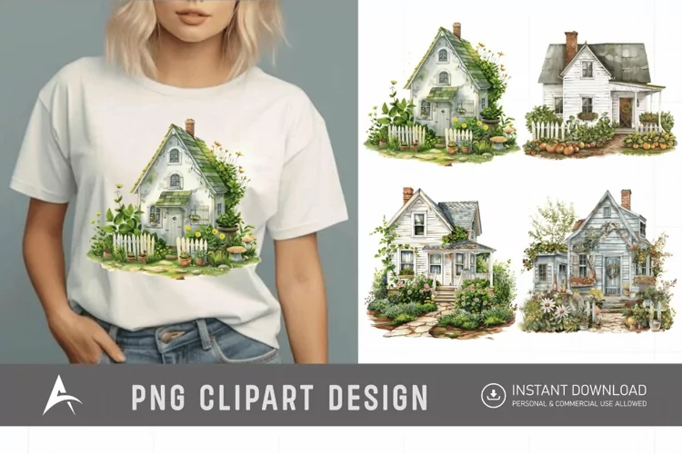 Watercolor Farmhouse Clipart
