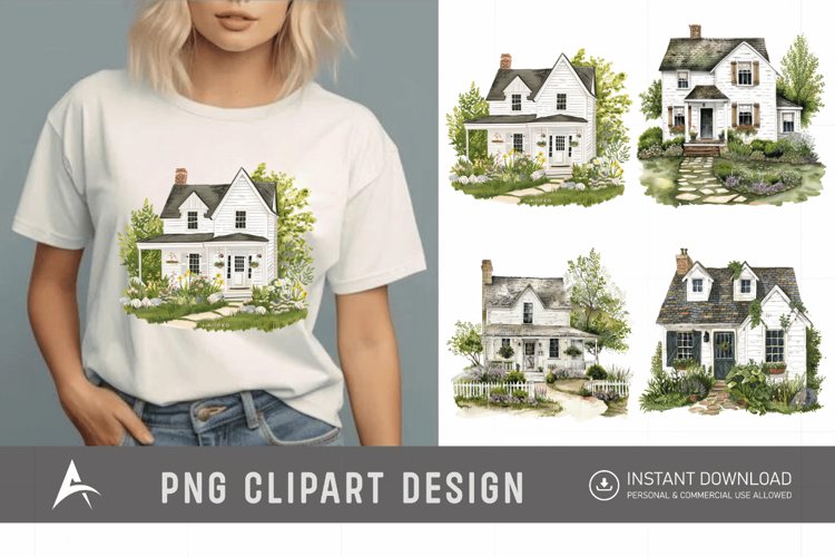Watercolor Farmhouse Clipart
