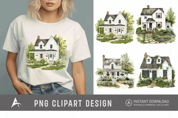 Watercolor Farmhouse Clipart
