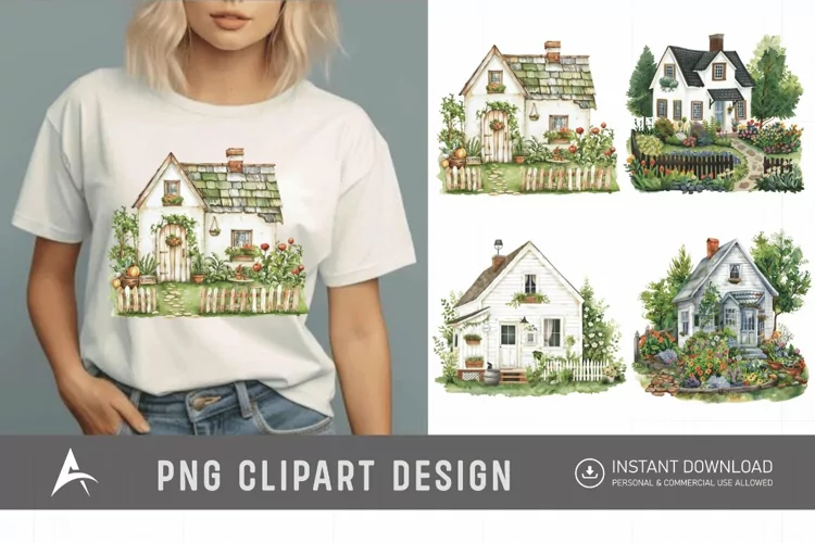 Watercolor Farmhouse Clipart