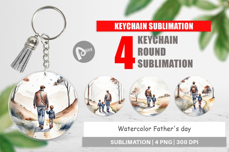 Keychain Father Day Watercolor