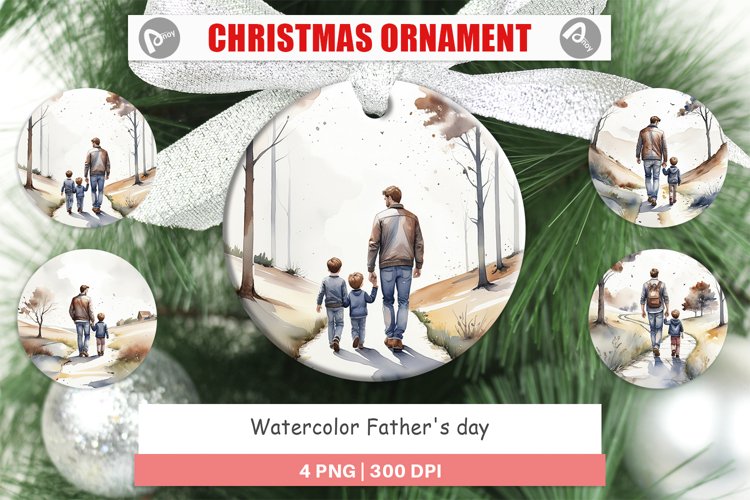 Christmas Ornaments Father Day Watercolor