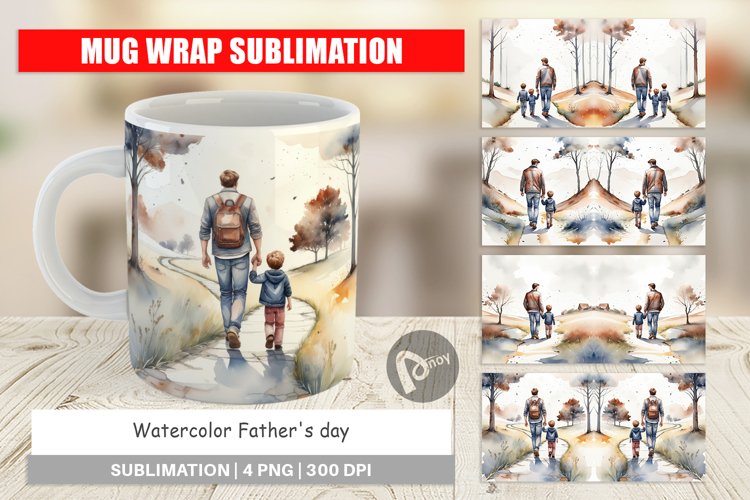 Mug Wrap Design Father Day Watercolor