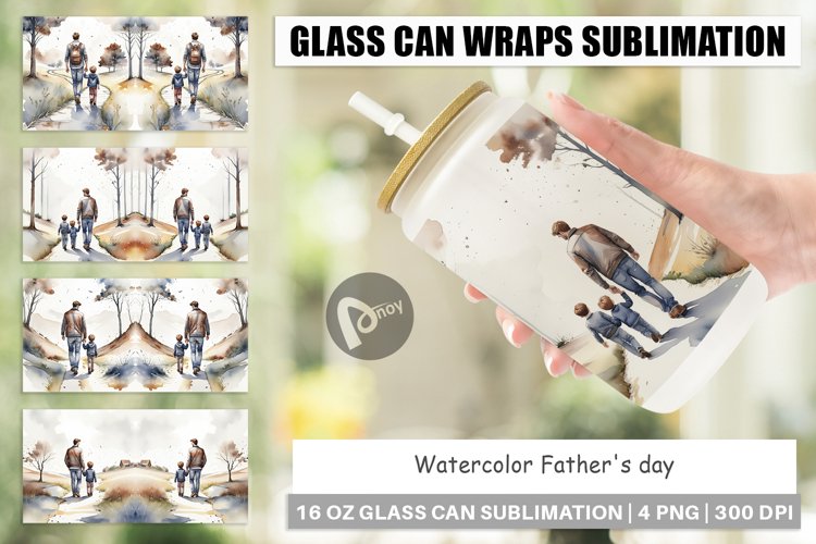 Glass Can Wraps Father Day Watercolor