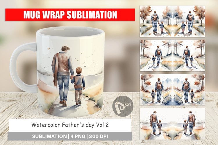 Mug Wrap Design Father Day Watercolor