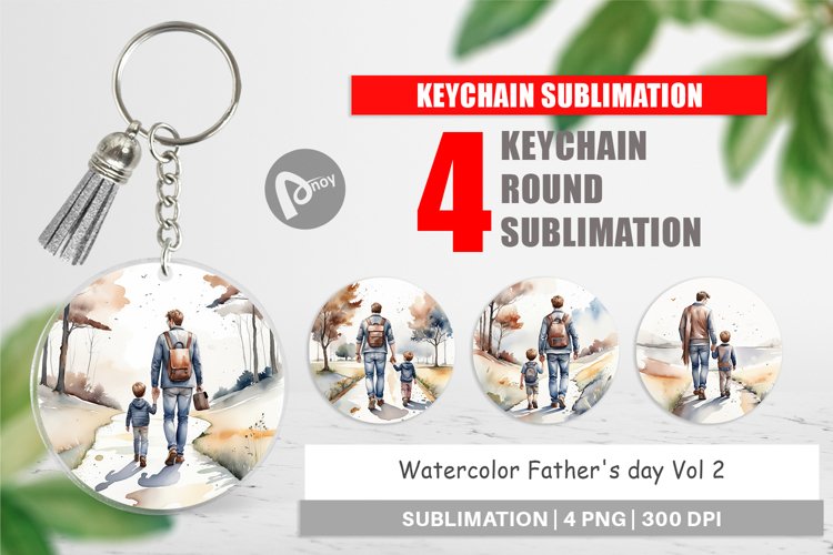 Keychain Father Day Watercolor