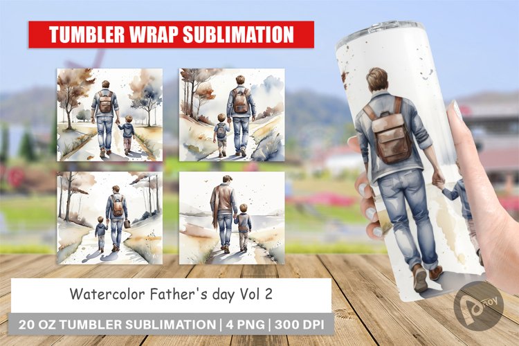 Tumbler Wrap Father Day Watercolor