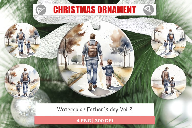 Christmas Ornaments Father Day Watercolor