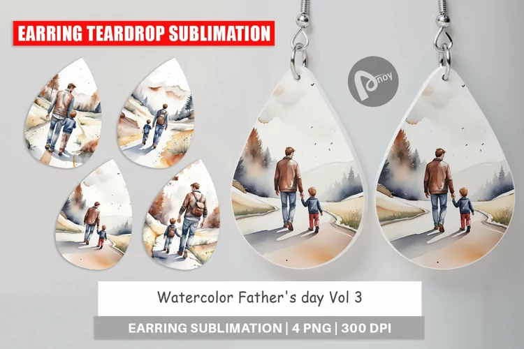 Earring Teardrop Father Day Watercolor