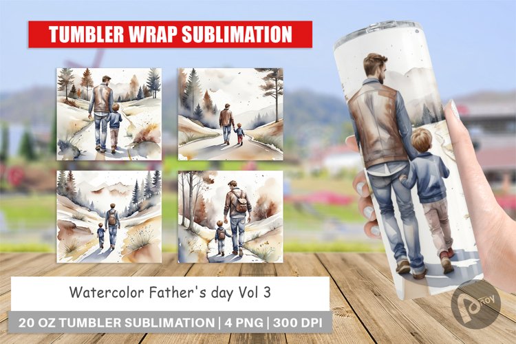Tumbler Wrap Father Day Watercolor