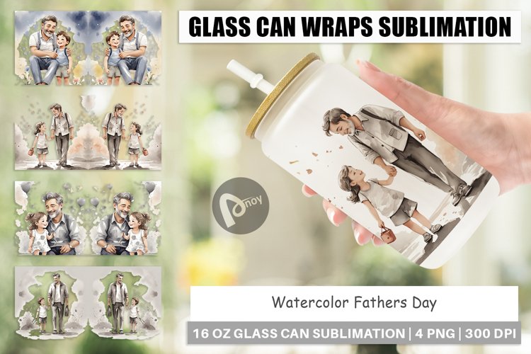 Glass Can Wraps Father's Day Watercolor