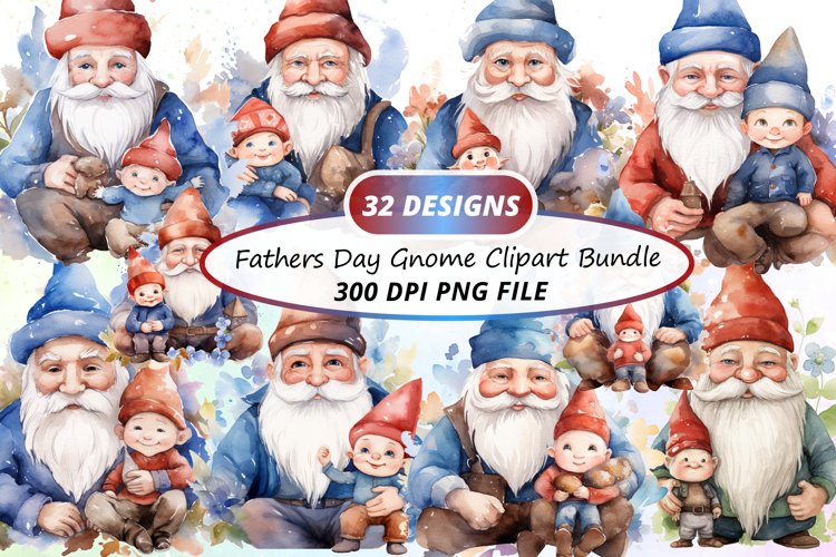 Fathers Day Gnome Sublimation Clipart Bundle