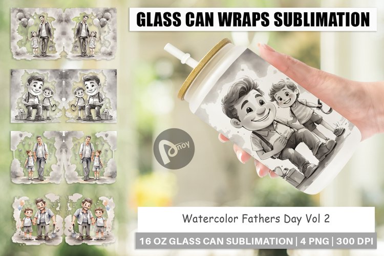 Glass Can Wraps Father's Day Watercolor