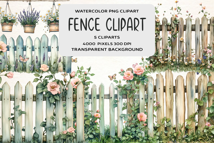 Watercolor Fence Clipart