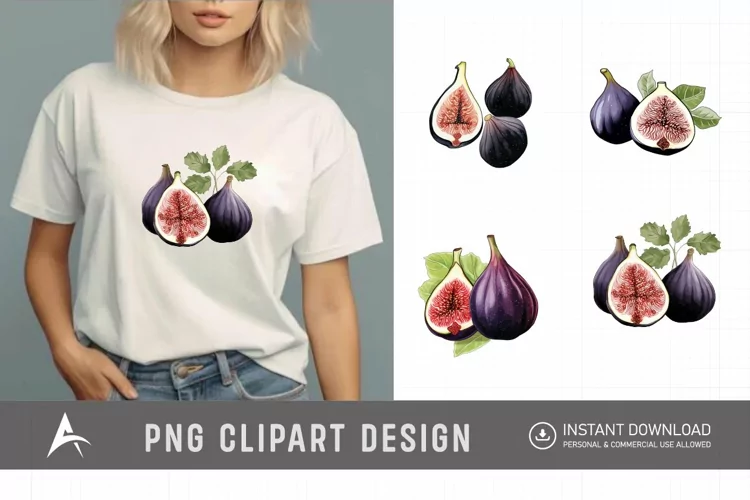 Watercolor Fig Fruits Sublimation Clipart