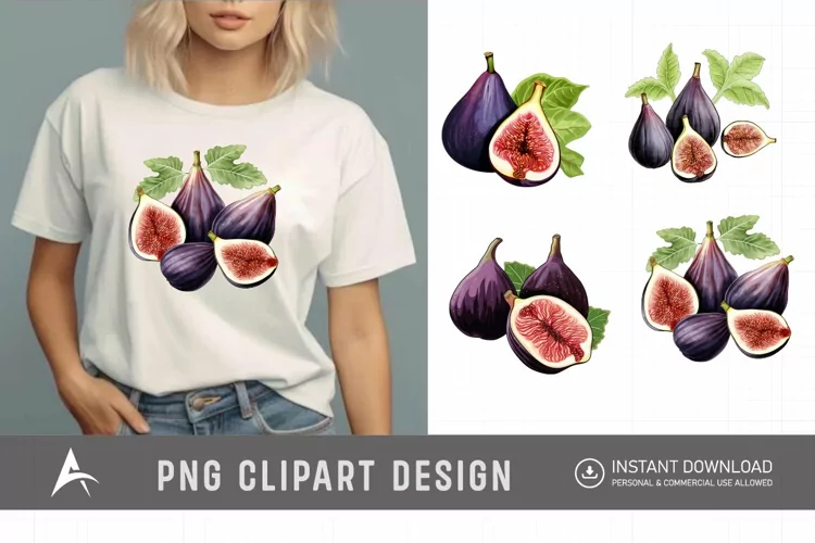 Watercolor Fig Fruits Sublimation Clipart