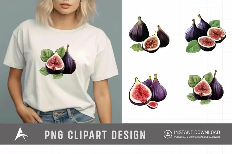 Watercolor Fig Fruits Sublimation Clipart