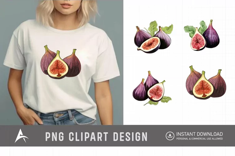 Watercolor Fig Fruits Sublimation Clipart