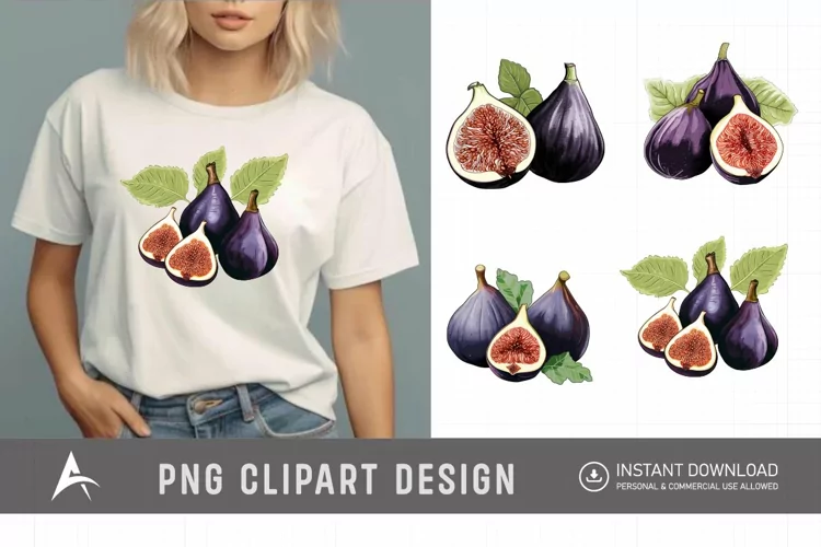 Watercolor Fig Fruits Sublimation Clipart