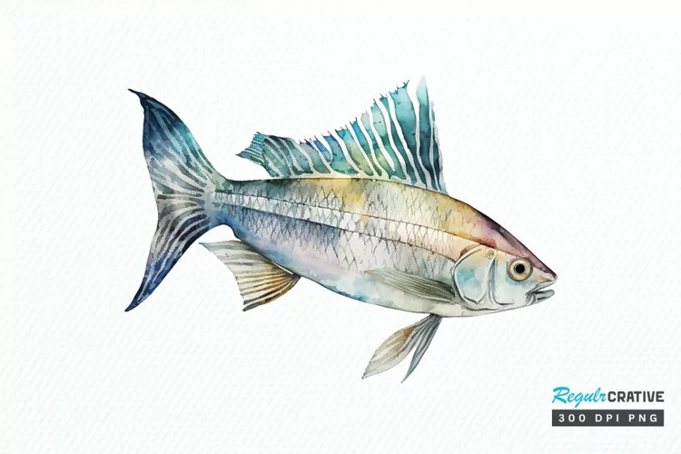 Watercolor Fish Bone PNG Clipart