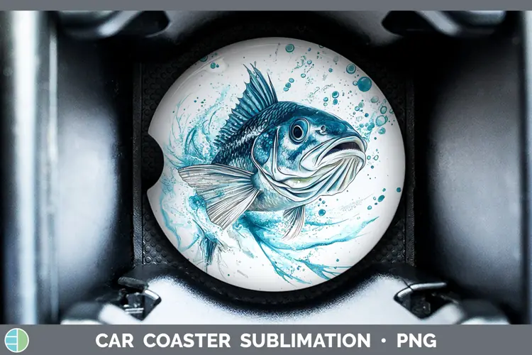 Watercolor Fish Car Coaster Sublimation Designs