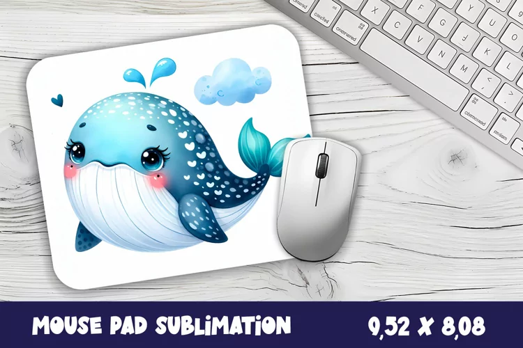 Whale Mouse Pad Design, Sea Sublimation Designs