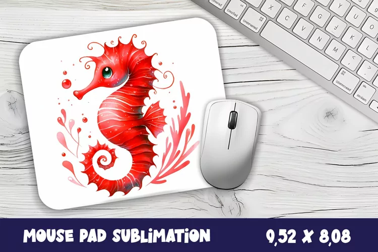 Cute Watercolor Baby Seahorse| Mouse Pad Sublimation