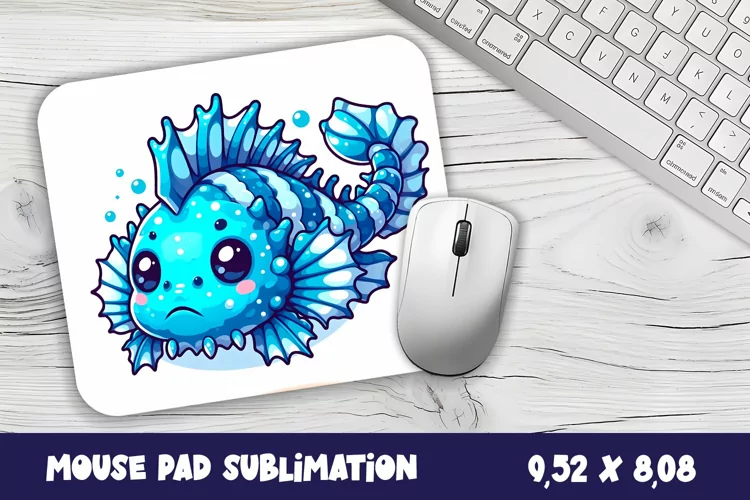 Watercolor Fish Mouse Pad Template, Sea Sublimation Design