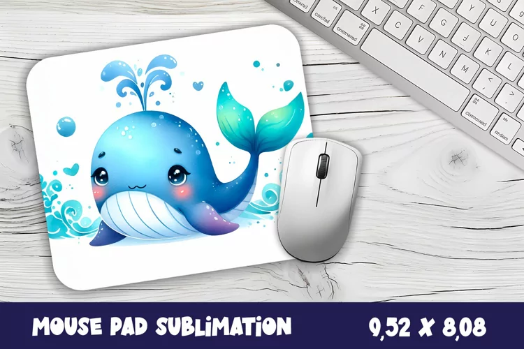 Whale Mouse Pad Design, Sea Sublimation Designs