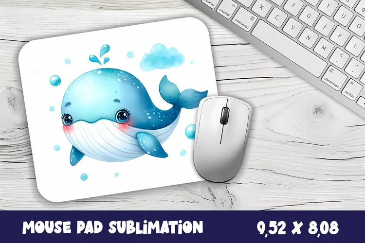 Whale Mouse Pad Design, Sea Sublimation Designs