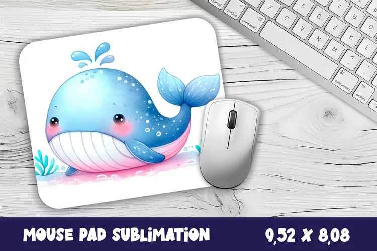 Whale Mouse Pad Design, Sea Sublimation Designs