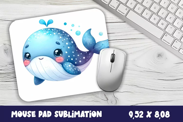 Whale Mouse Pad Design, Sea Sublimation Designs