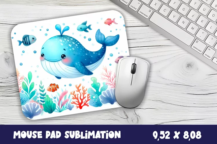 Whale Mouse Pad Design, Sea Sublimation Designs