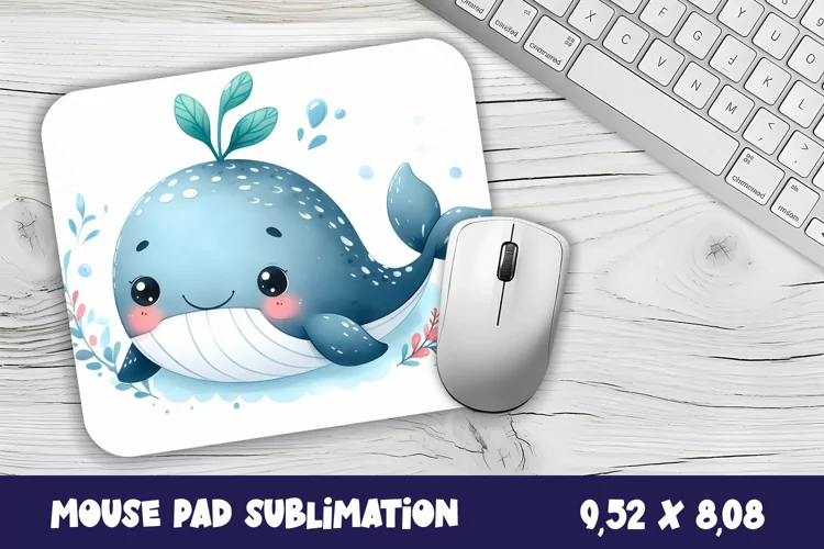 Whale Mouse Pad Design, Sea Sublimation Designs