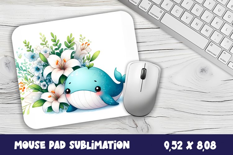 Whale flowers Mouse Pad Design, Sea Sublimation Designs