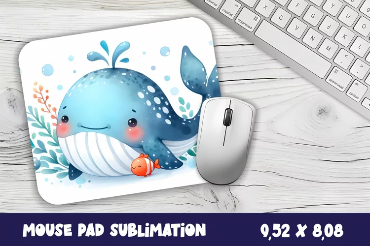 Whale Mouse Pad Design, Sea Sublimation Designs