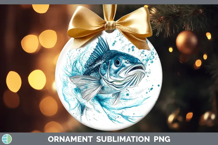 Watercolor Fish Ornament Sublimation Bauble Designs