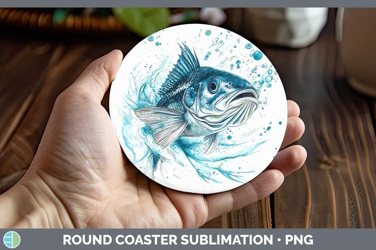 Watercolor Fish Round Coaster Sublimation Coaster Designs