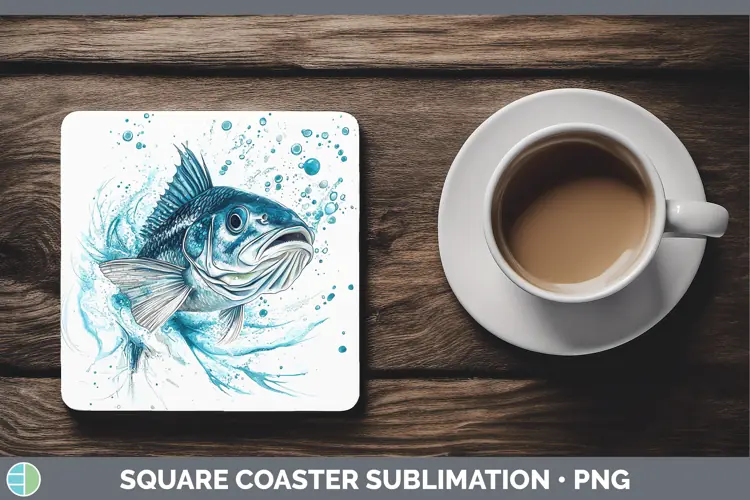 Watercolor Fish Square Coaster Sublimation Coaster Designs