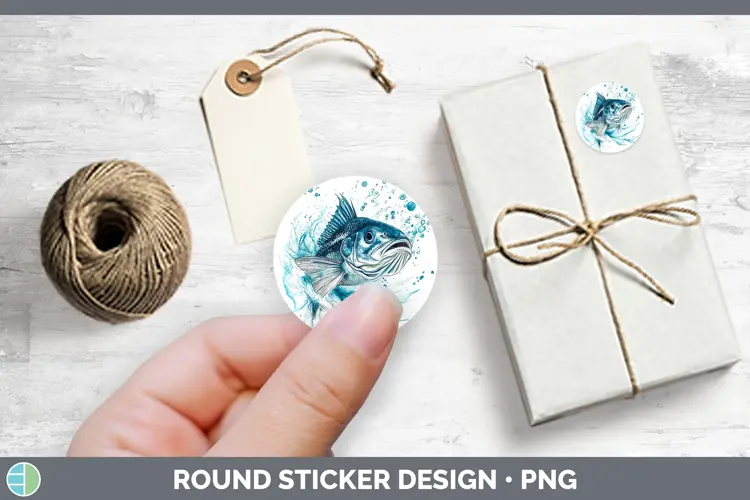 Watercolor Fish Stickers | Round Labels Designs