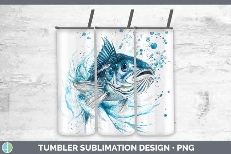 Watercolor Fish Tumbler Sublimation 20 oz Skinny Tumbler Des