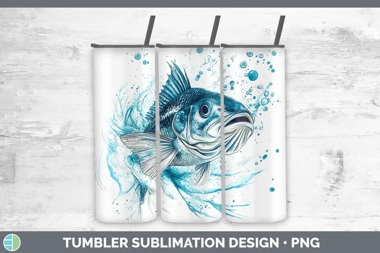 Watercolor Fish Tumbler Sublimation 20 oz Skinny Tumbler Des