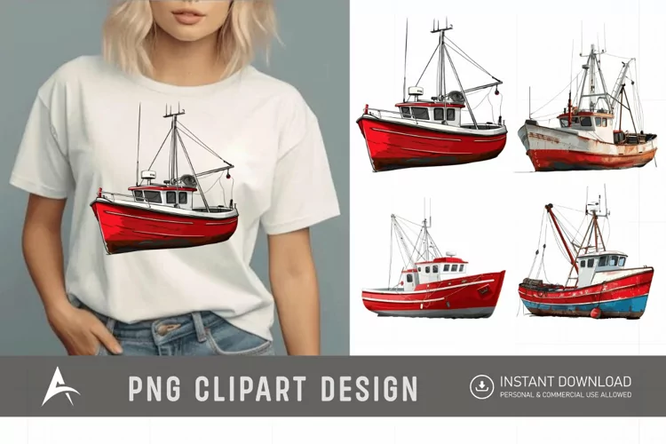 Watercolor Fishing Boat Clipart