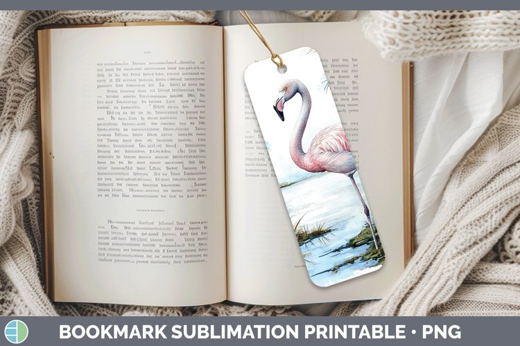Watercolor Flamingo Bookmark Sublimation Printable Designs
