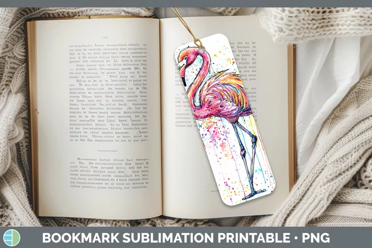 Watercolor Flamingo Bookmark Sublimation Printable Designs