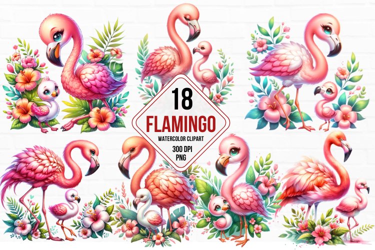 Cute Flamingo Clipart Image 3