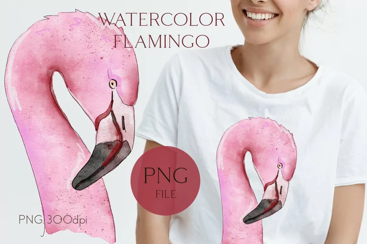 Watercolor flamingo sublimation png t-shirt design