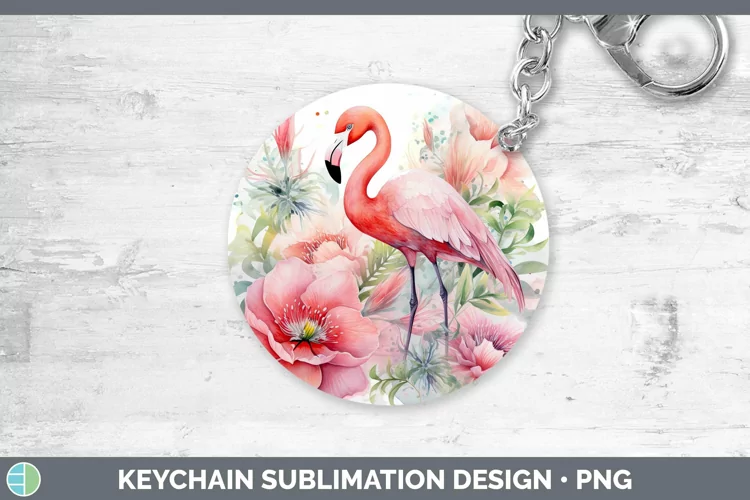 Watercolor Flamingo Keychain | Sublimation Keyring Designs